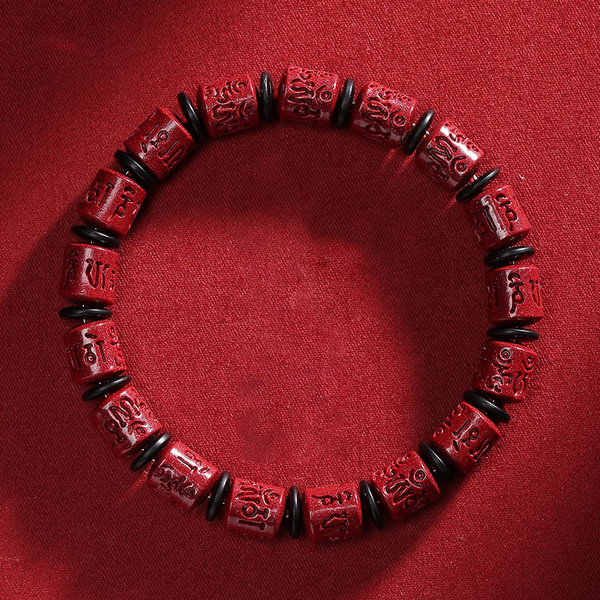 Six-character mantra Purple gold sand red bracelet