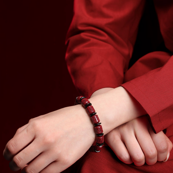 Six-character mantra Purple gold sand red bracelet