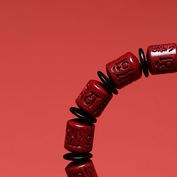 Six-character mantra Purple gold sand red bracelet